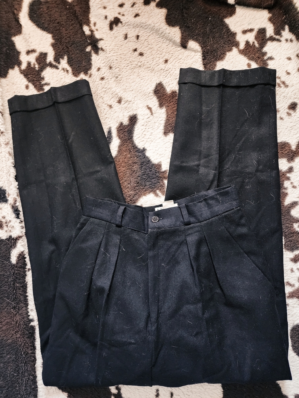 WOMEN'S 80'S WOOL TROUSERS- BLACK - Picture 2 of 6